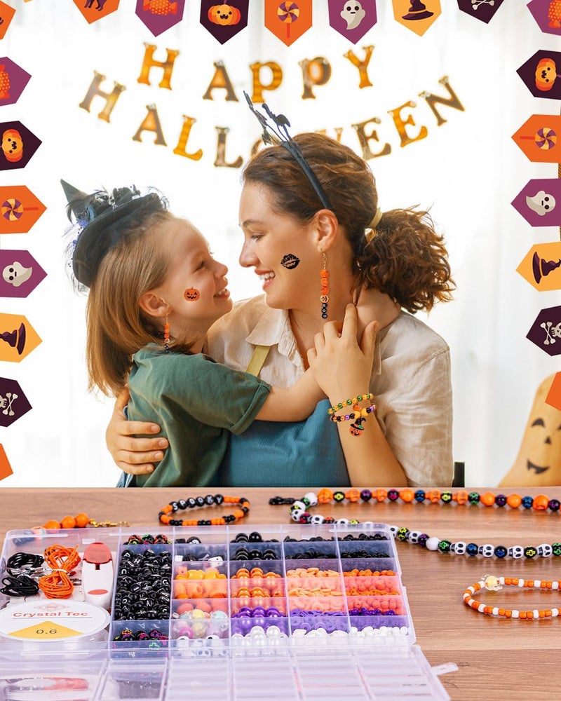 Goldwise Halloween-Inspired Jewelry Making Kit for Adults, 2 Boxes with Black, Orange & Purple Beads, Alphabet Beads (A–Z) & Halloween Charms for DIY Jewelry Design - Image 4